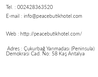 Peace Hotel iletiim bilgileri